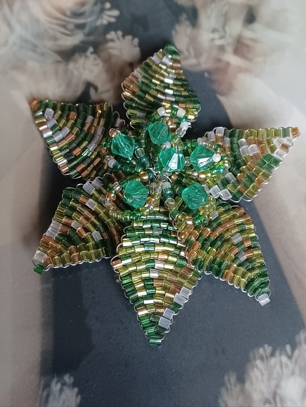 Handcrafted Beaded Flower Brooch 💚💫